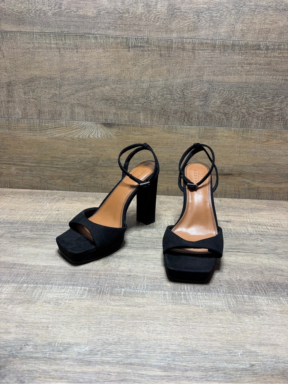 ASOS Black Platform Block Heel Sandals with Strappy Ankle